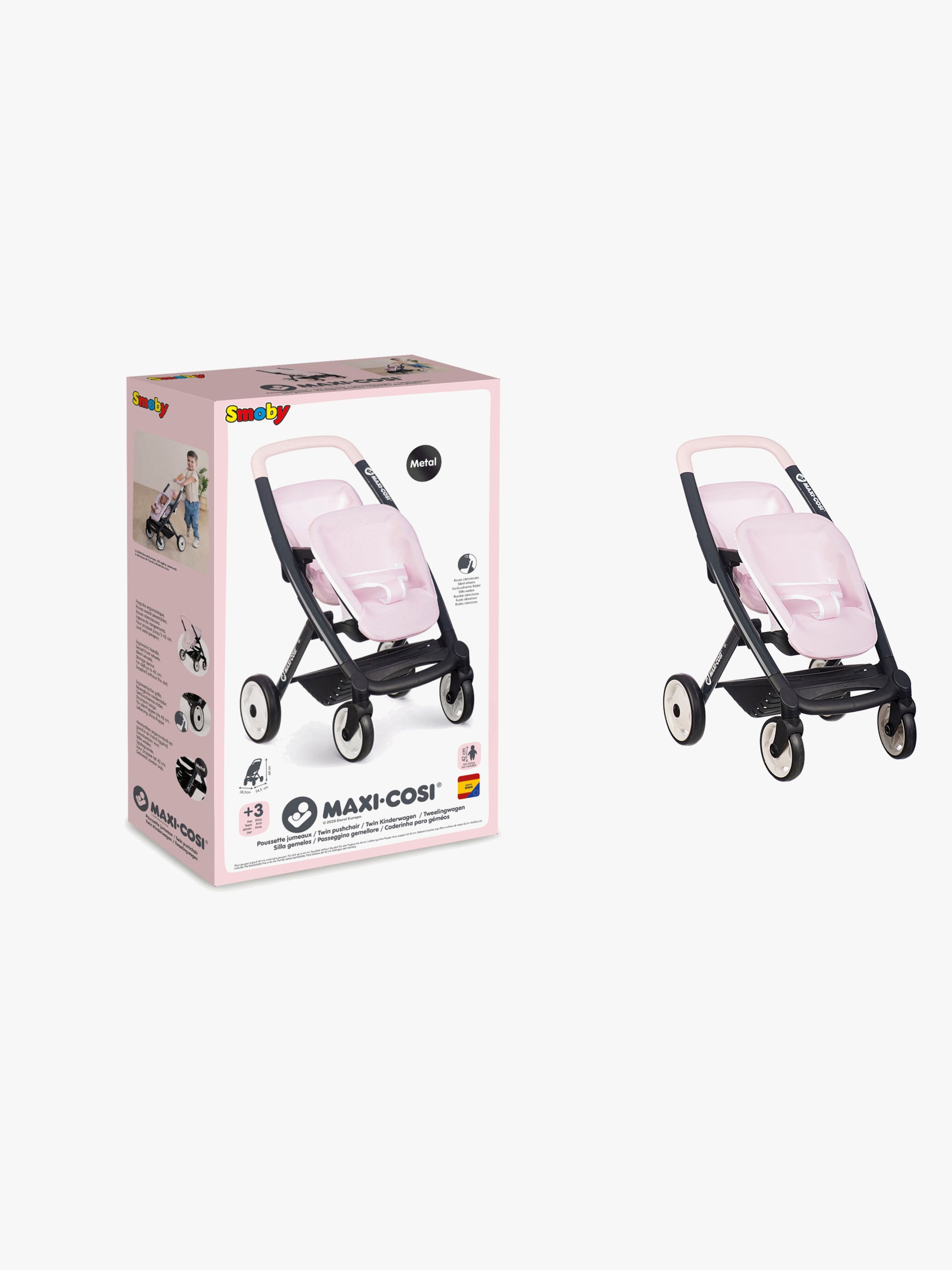 Smoby MAXI-COSI Tvillingvagn, Rosa