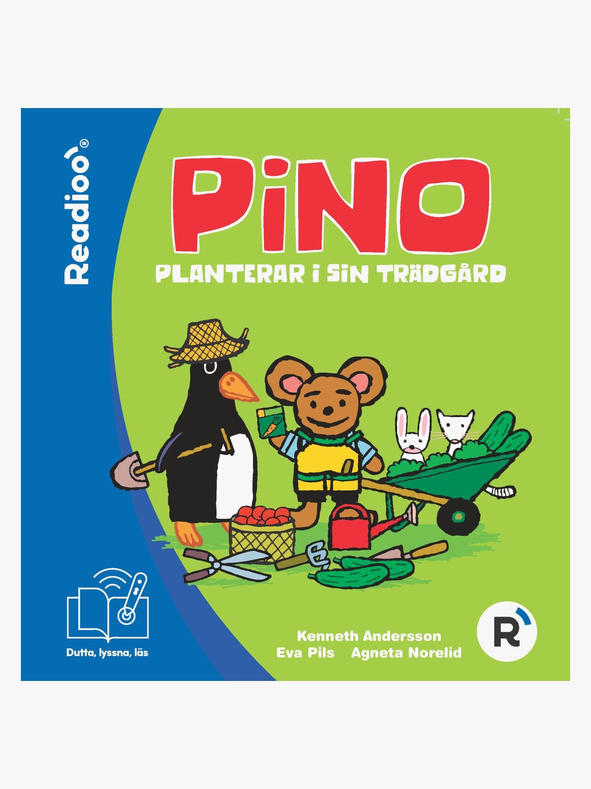 Readioo Interaktiv Bok Pino planterar i sin trädgård
