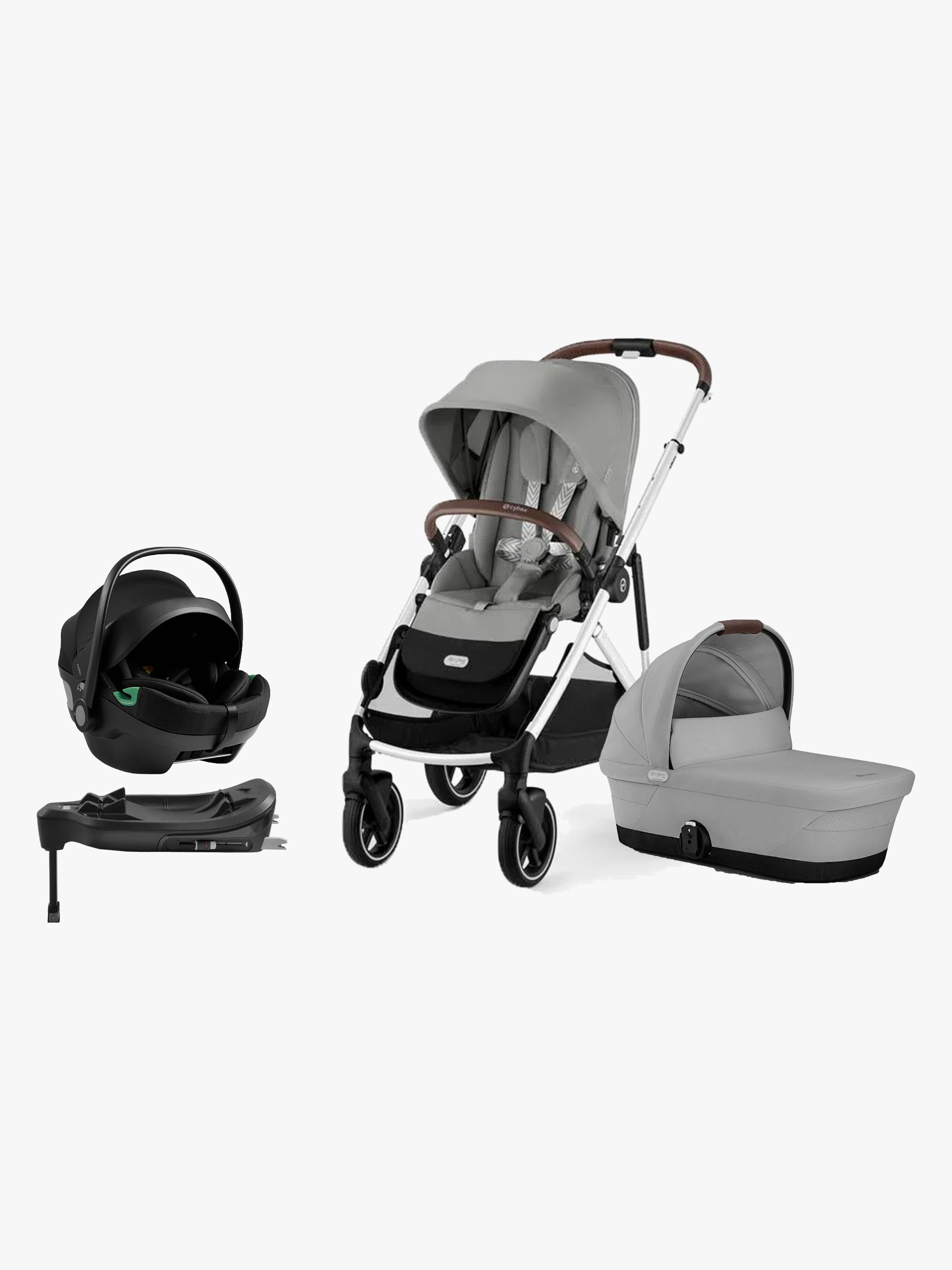 Cybex GAZELLE S Duovagn inkl. Axkid GOKID Babyskydd &  Bas, Stone Grey