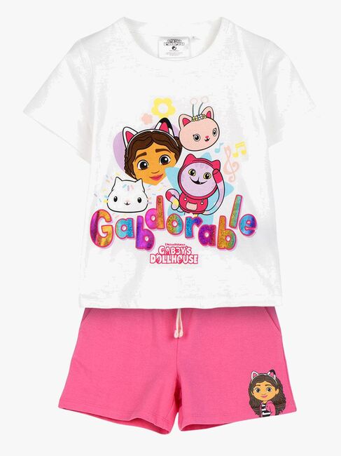 Gabby's Dollhouse T-shirt & Shorts Set, Vit/rosa