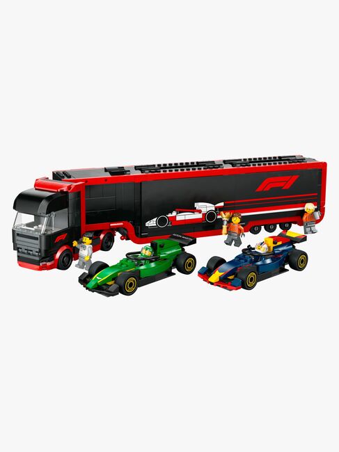 LEGO City 60445 F1 lastbil med RB20 & AMR24 F1 bilar