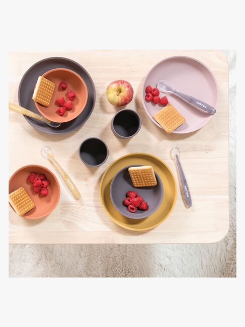 Nattou Soft Silicone Matset 4 delar, Senap/Terracotta