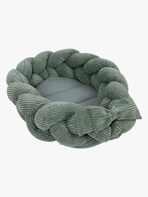 MeowBaby Aesthetic Babynest med Flätat Skydd, Olive Green