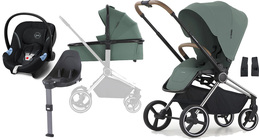Crescent Ultra Duovagn inkl. Cybex Aton M Babyskydd, Olive/Brown Chrome