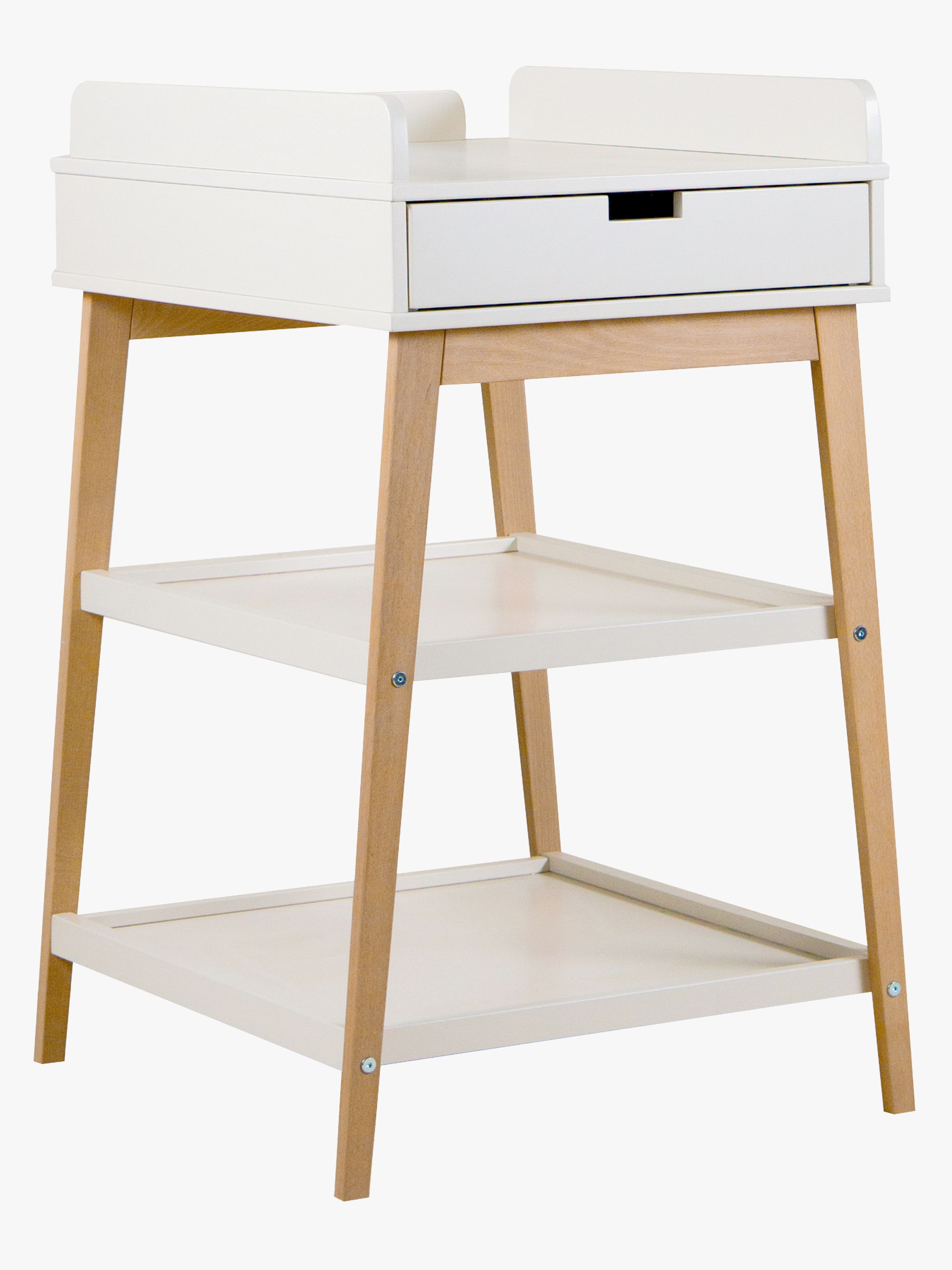 Quax Hip Skötbord med Låda – stilrent MDF/bokträ med 2 hyllor