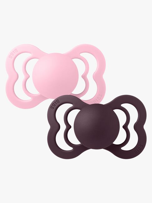 BIBS Supreme Napp 2-Pack Silikon Stl 2 Symmetrisk, Baby Pink/Plum