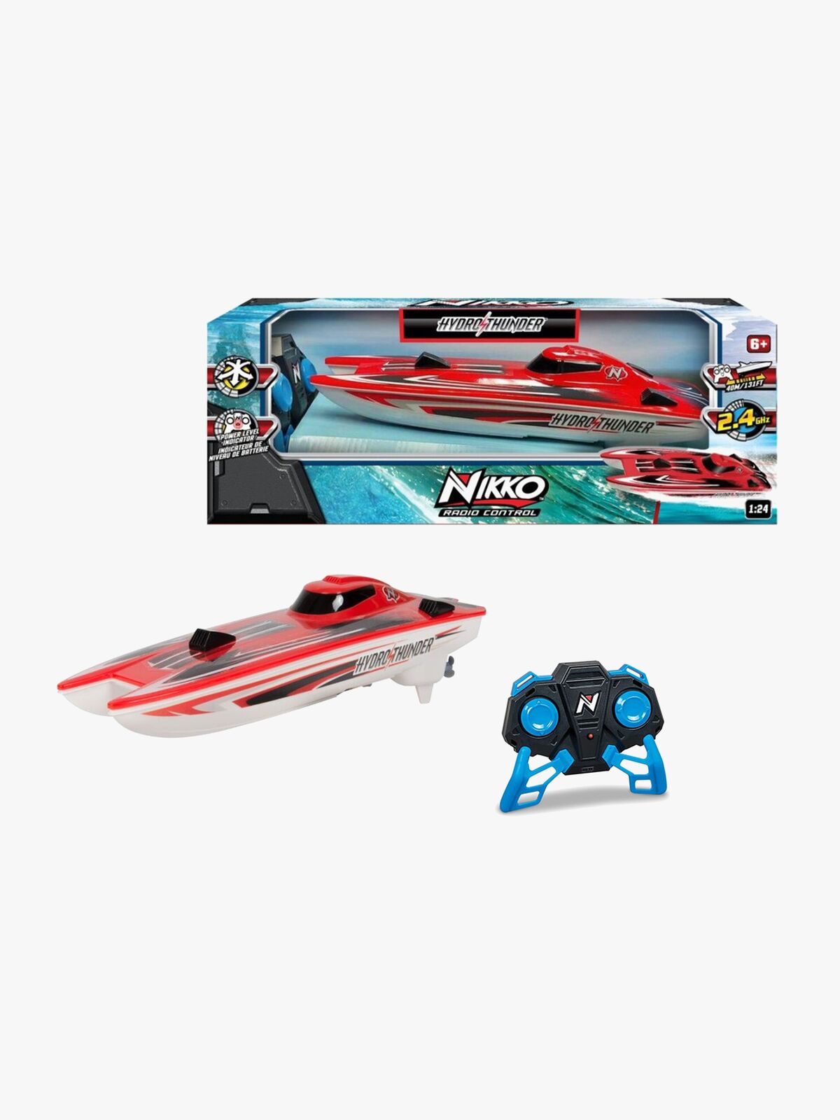 Nikko Hydro Thunder Radiostyrd Båt 30 cm, Röd