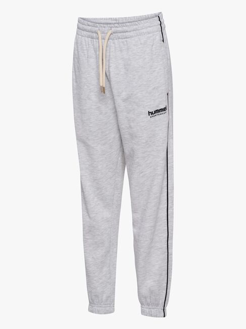 Hummel JR Loose Piping Mjukisbyxa, Light Grey Melange/Black