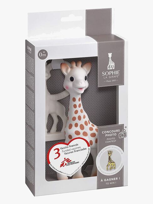 Sophie the Giraffe presentask med giraff och bitring