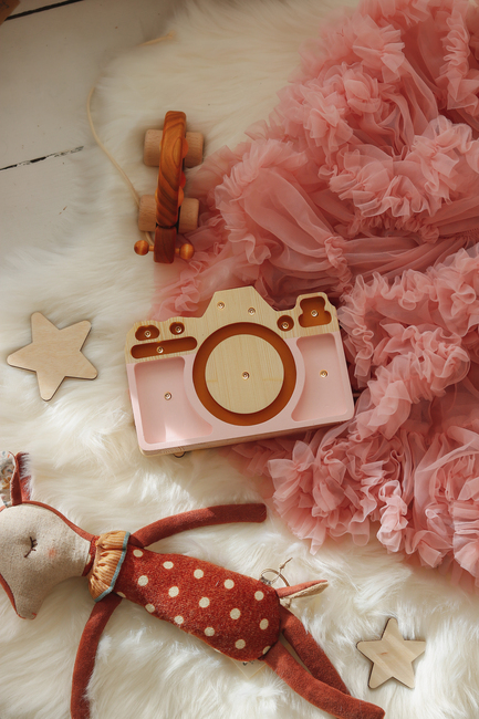 Little Lights Mini Lampa Kamera, Pastellrosa
