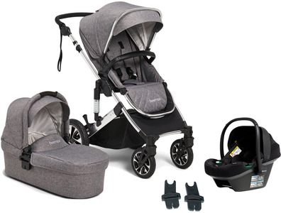 Beemoo Maxi 4 Duovagn Inkl. Beemoo Route i-Size Babyskydd, Grey Silver/Black Stone