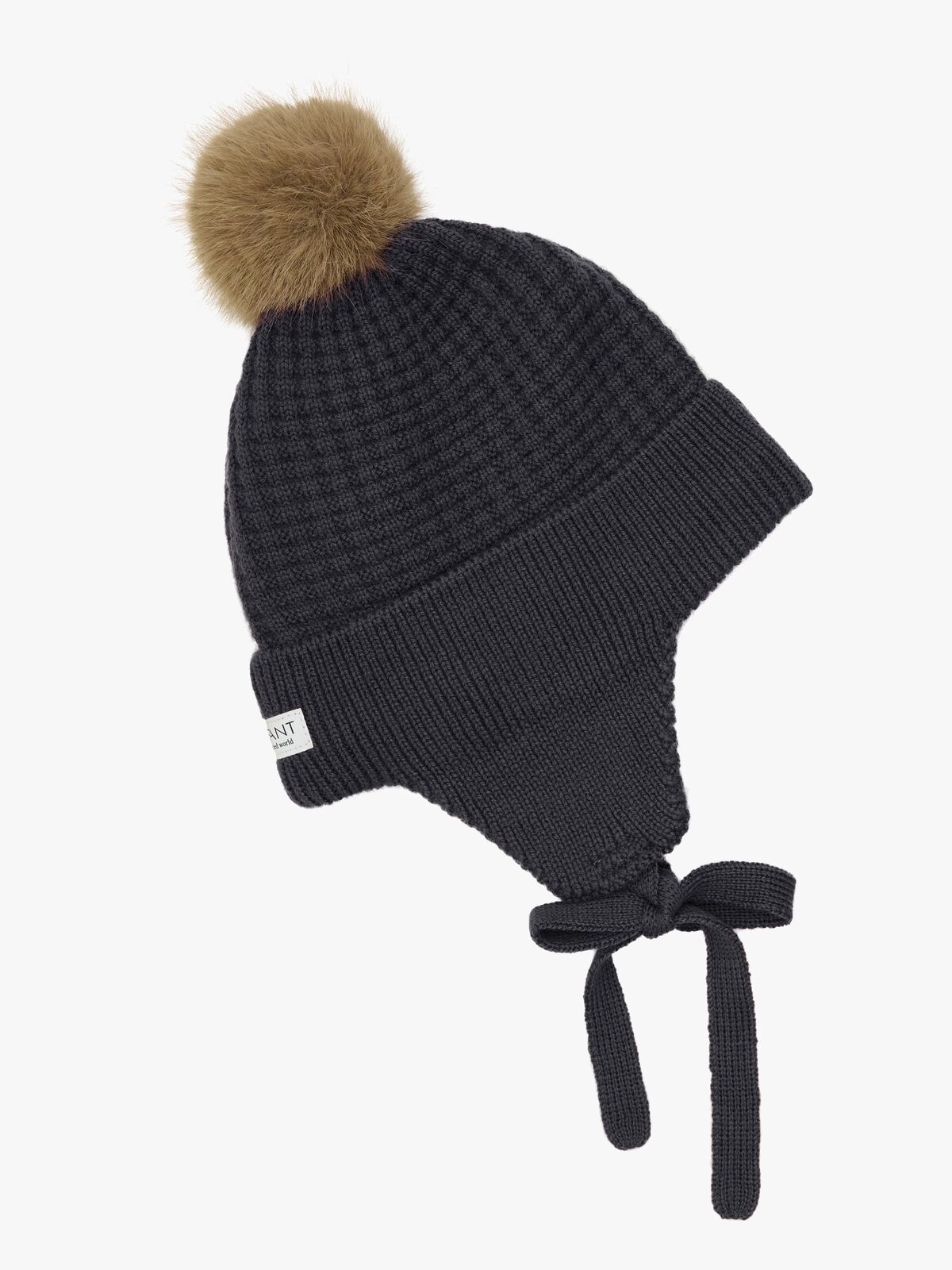 EN FANT Mössa Ullmix Baby med Fuskpäls, Ebony