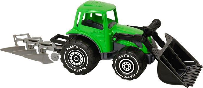 Plasto Traktor med Plog & Frontlastare 52 cm