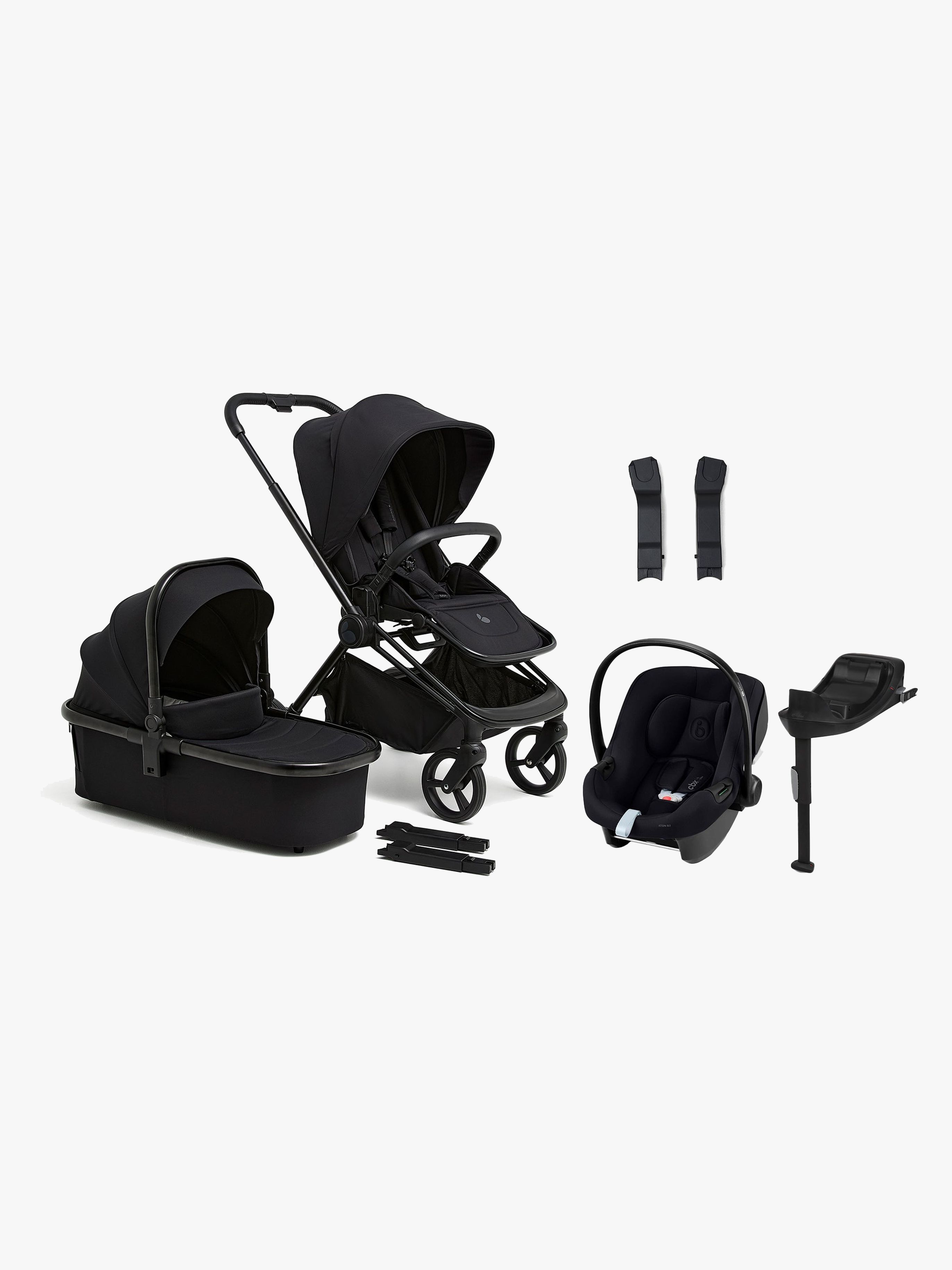 Beemoo One Duovagn inkl. Cybex Aton B2 i-Size Babyskydd &  Bas, All Black/Volcano Black