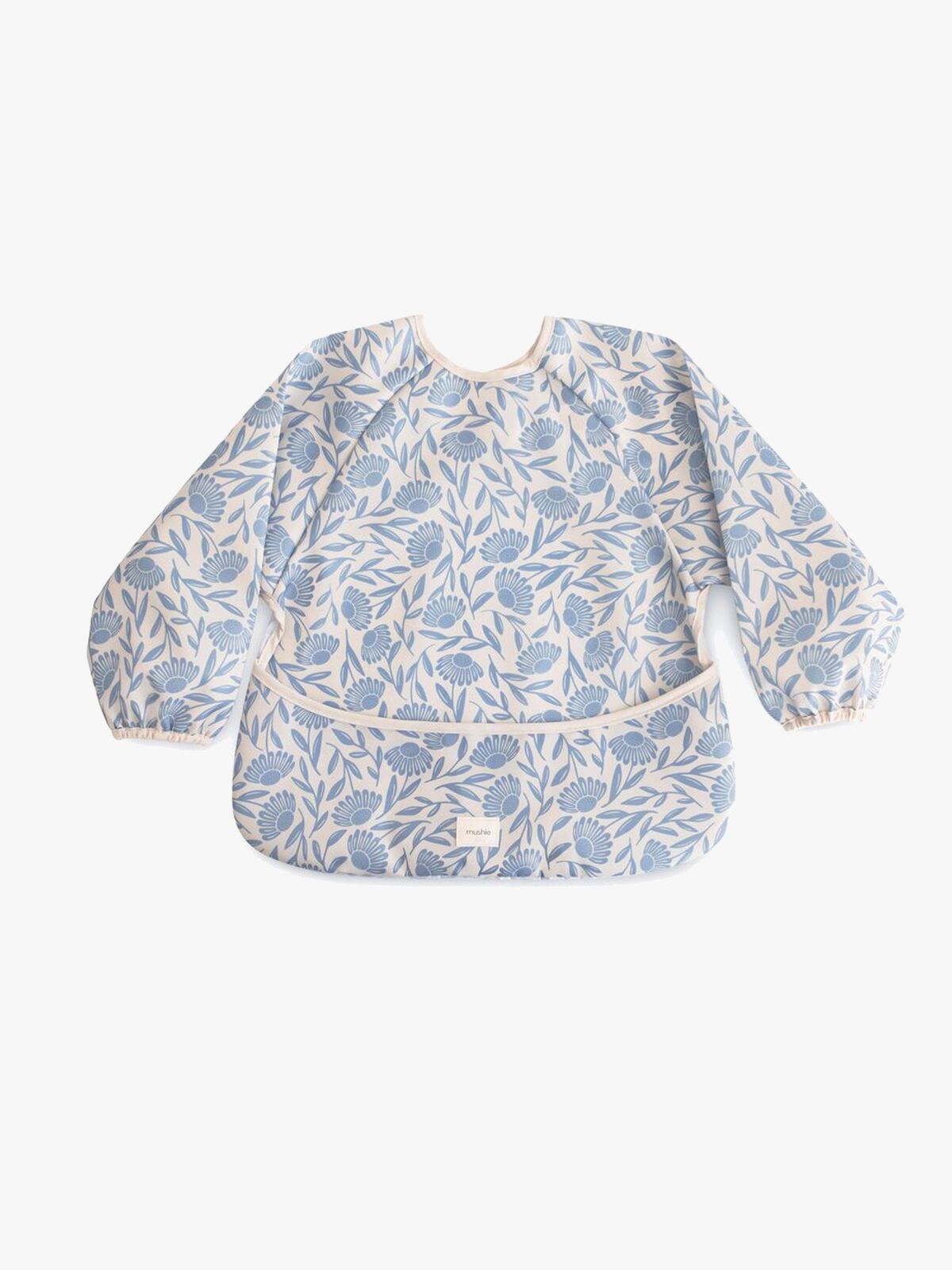 Mushie  Långärmad Haklapp, Blue Flowers