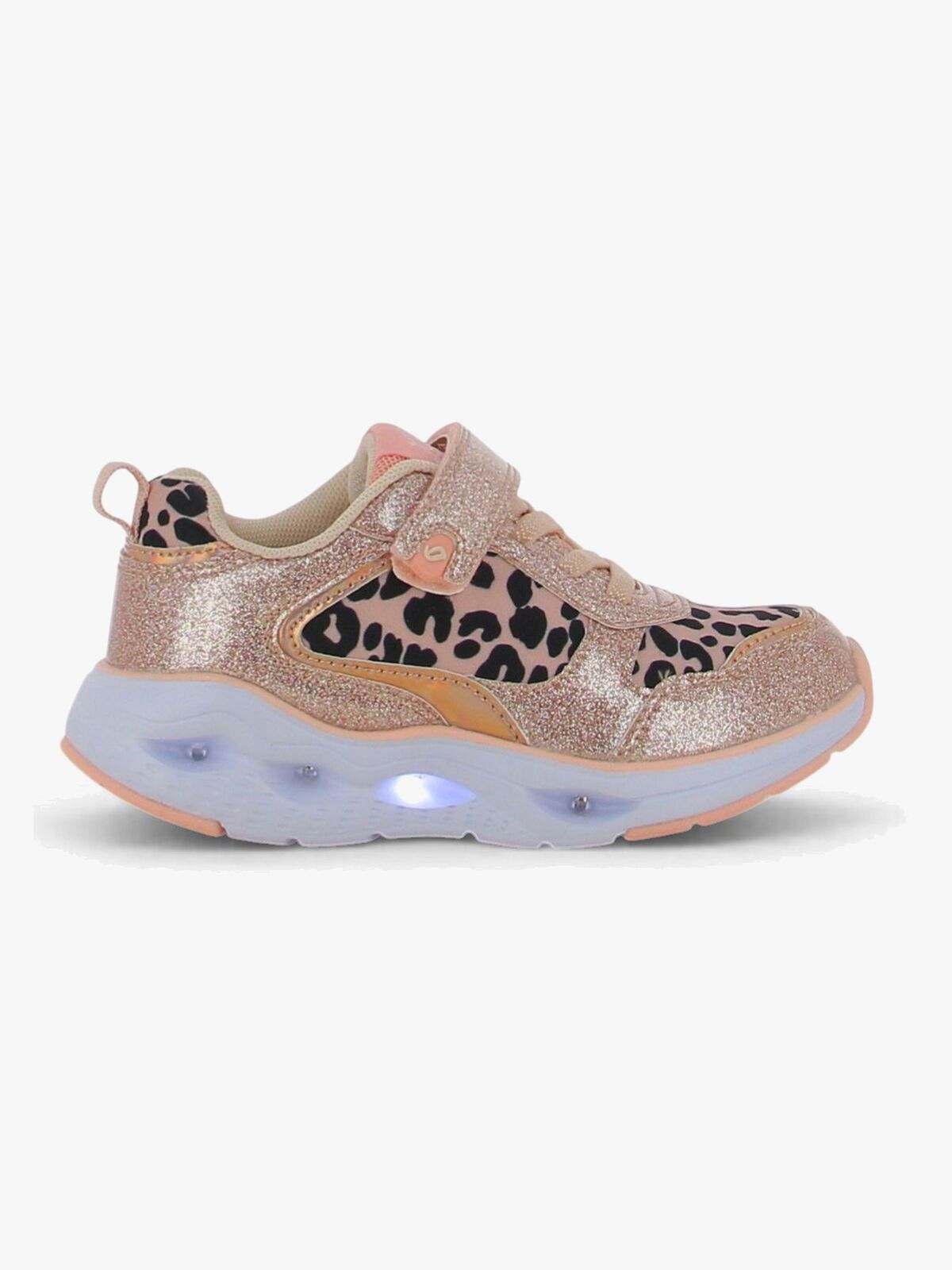Leaf  Blinkande Sneakers, Leopard/Pink
