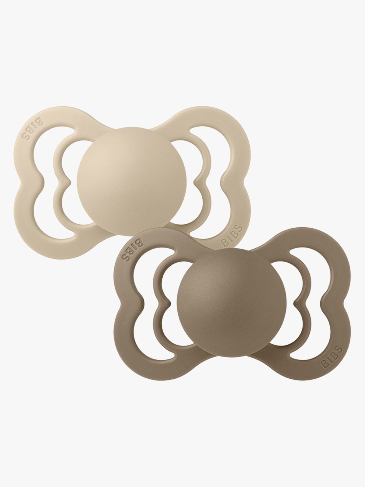 BIBS Supreme Napp 2-pack Latex Stl 1 Symmetrisk, Vanilla/Dark Oak