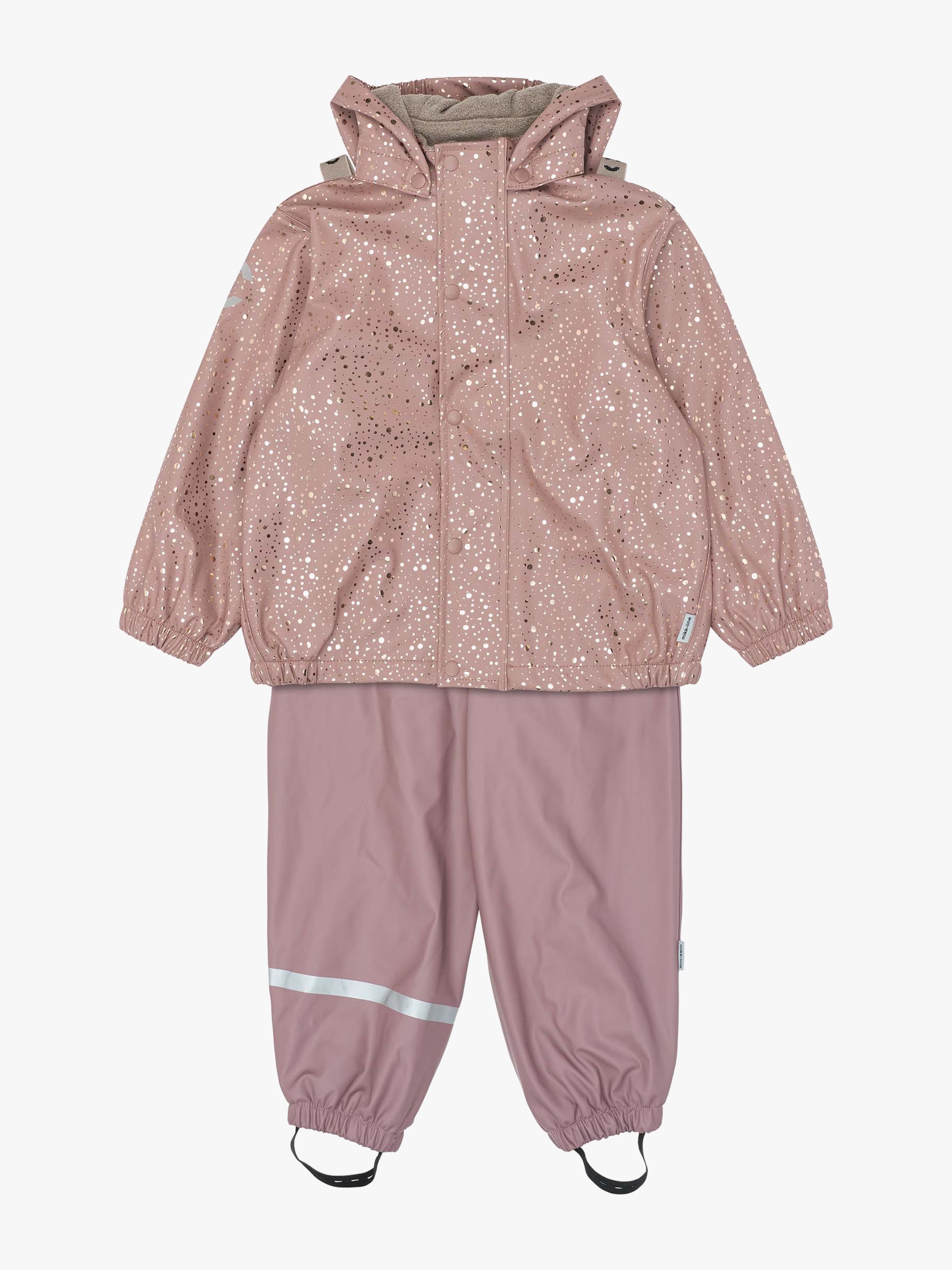 Mikk-Line Fodrat Regnställ Med Hängslen Glittter, Foil Dot, 122