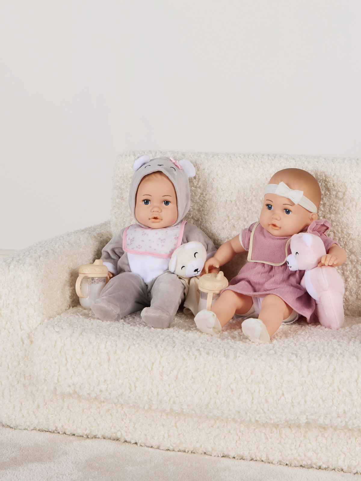 Cloudberry Castle Gåvoset Docka Twins Deluxe 35 cm, Rosa/vit