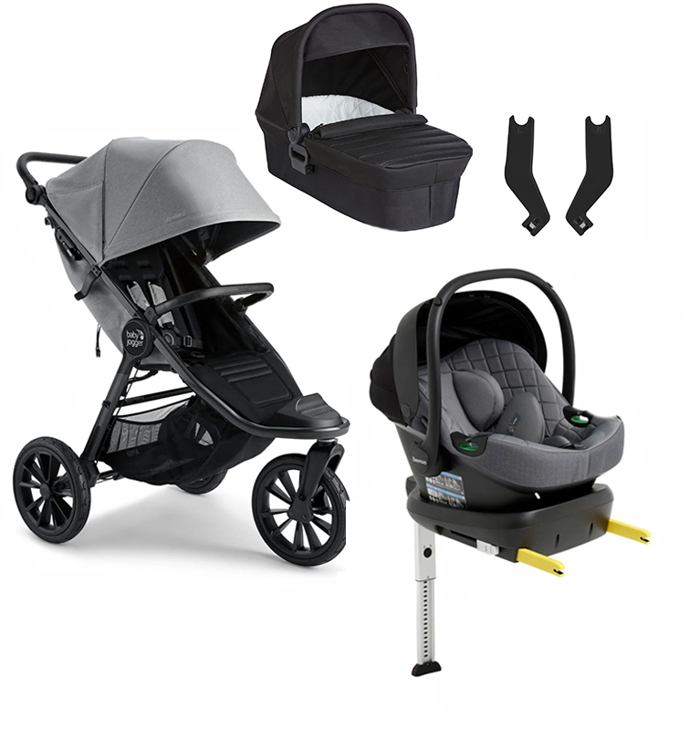 Baby Jogger City Elite 2 Duovagn inkl. Beemoo Route Babyskydd &  Bas Pike/Mineral Grey