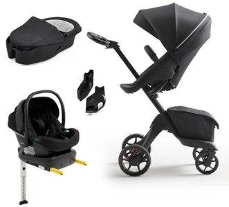 Stokke Xplory X Duovagn inkl. Beemoo Route Babyskydd & Bas, Rich Black/Black Stone
