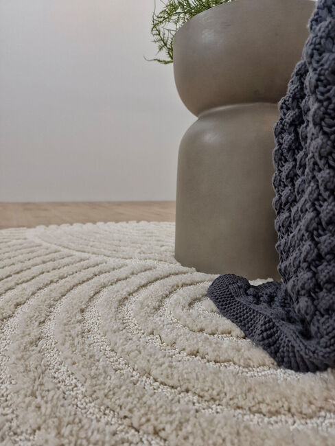 KMCarpets Doria Zen  Rund Matta 120, Vit