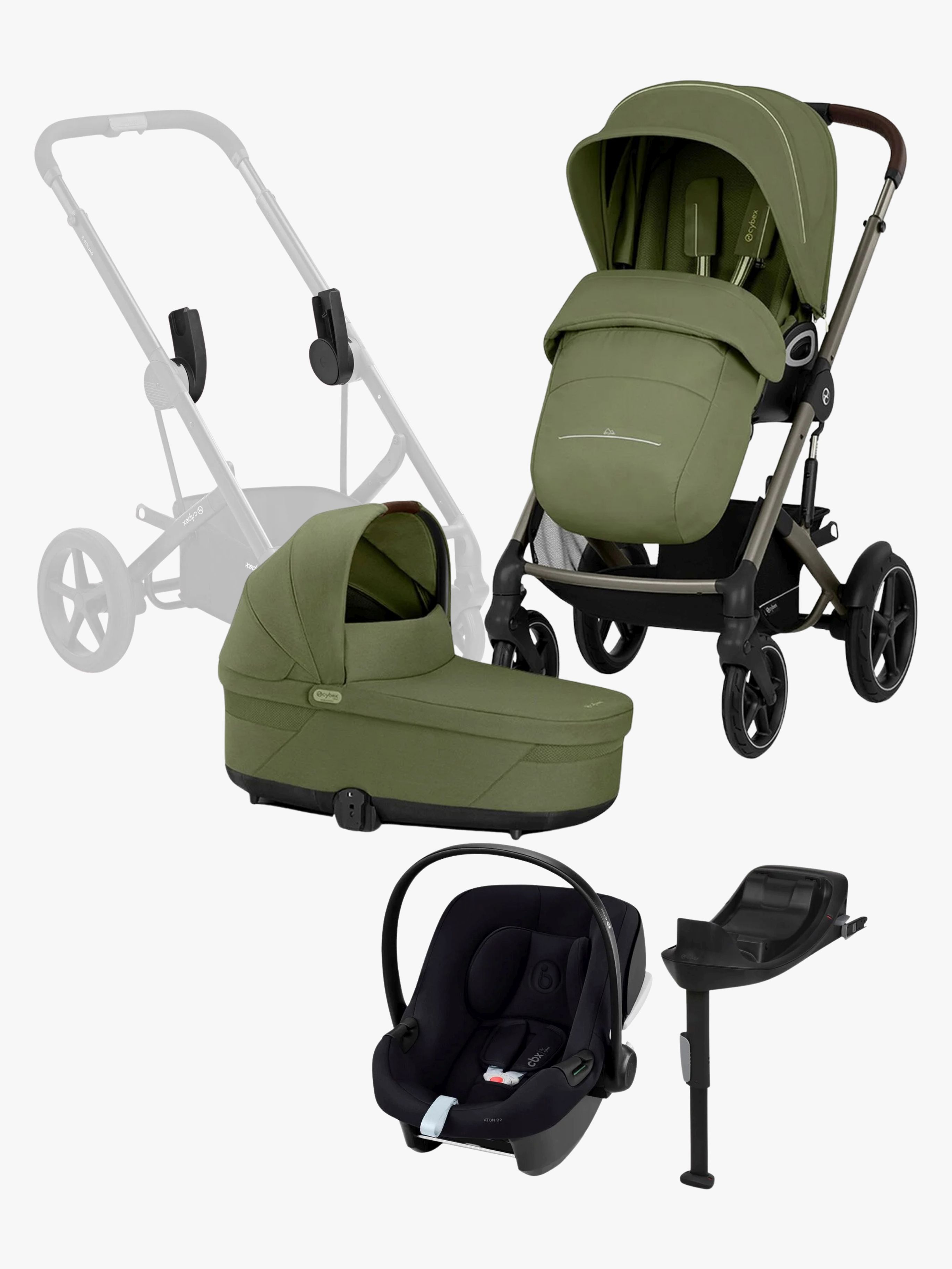 Cybex Talos S Lux Duovagn inkl. Aton B2 & Bas, Moss Green
