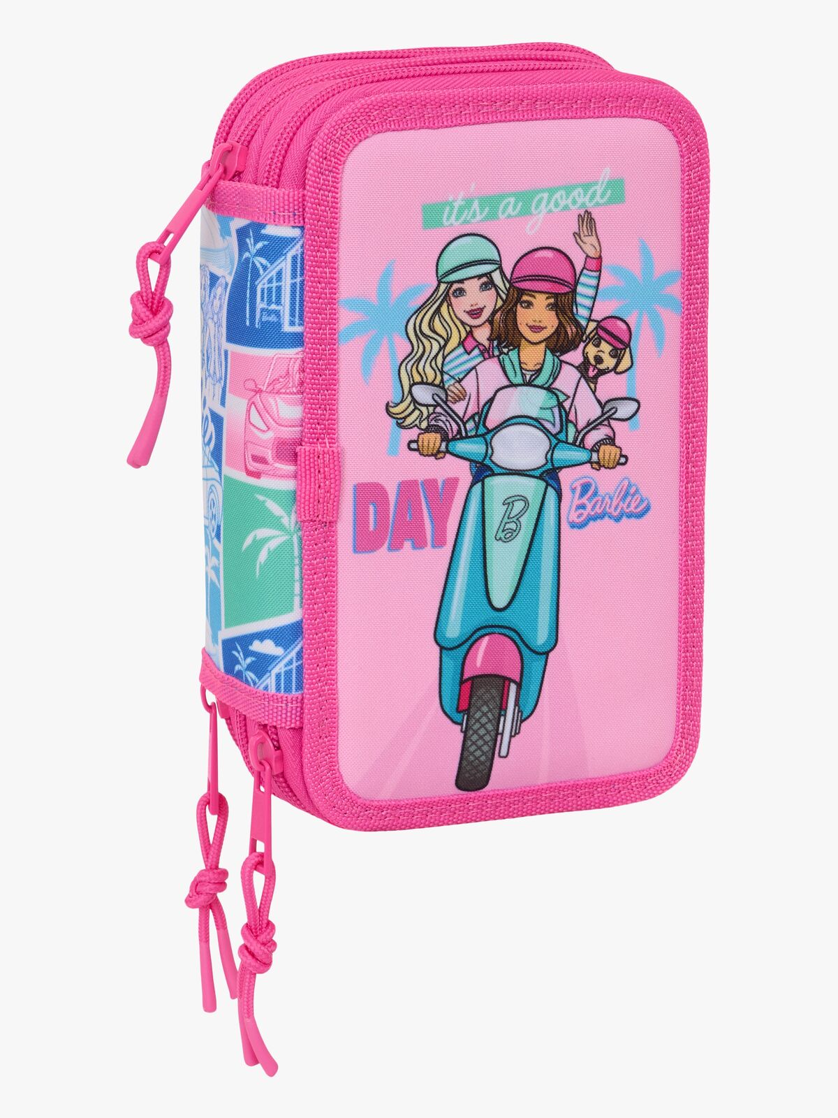 Barbie  Fyllt Trippelpennfodral 37 Delar, Blå/Rosa