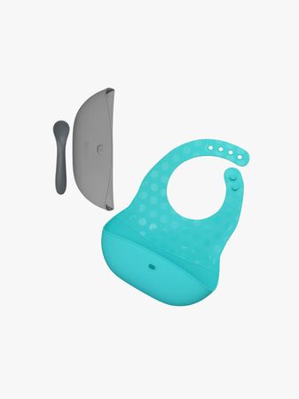 bblüv Haklappstallrikar & Sked, Aqua/Grå