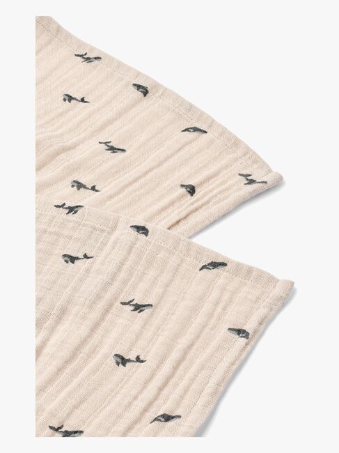 LIEWOOD Lewis Muslinfilt 2-Pack, Mini Whale/Sandy