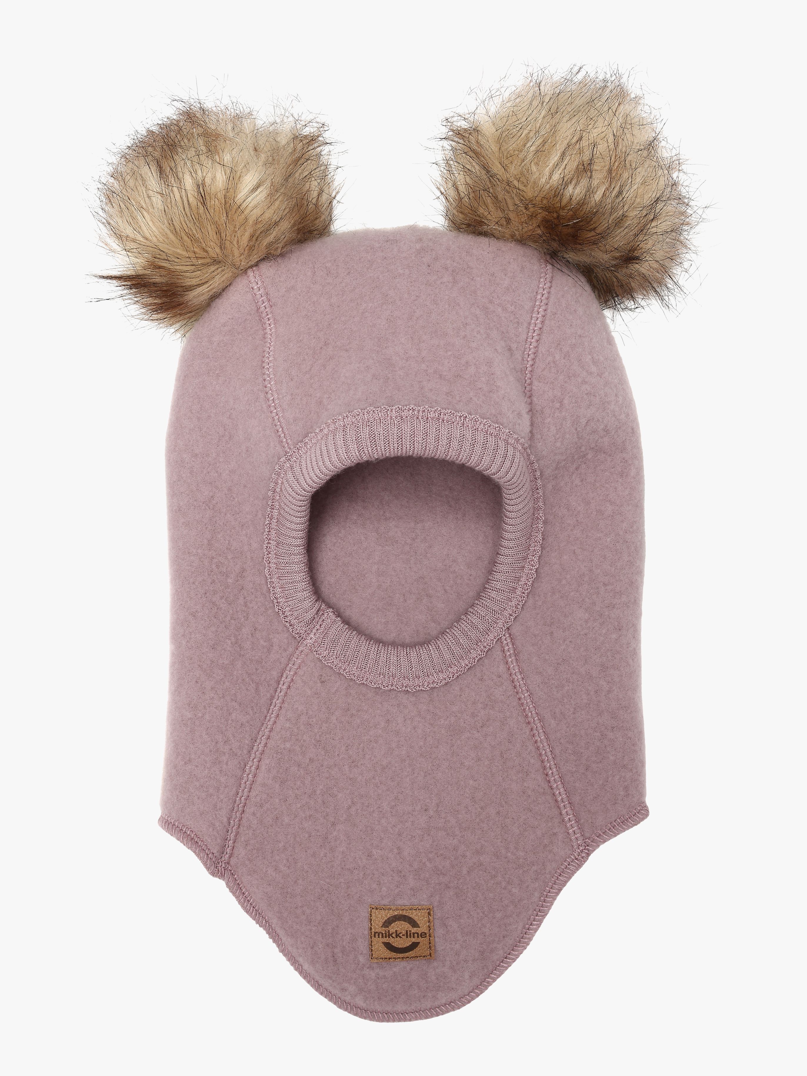 Mikk-Line Balaklava Merinoull med Pompoms, Twilight Mauve, 62-68