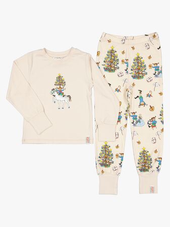 Geggamoja  Tvådelad Julpyjamas Pippi Långstrump, Beige