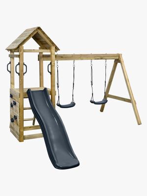 Swing King Maria Lekställning med Grå Rutschkana