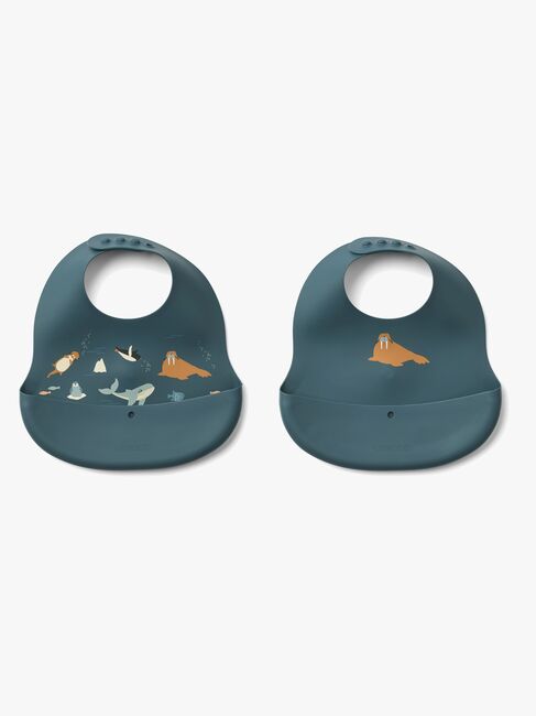 LIEWOOD Ember Mönstrad Haklapp 2-Pack, Arctic Sea/Ocean view