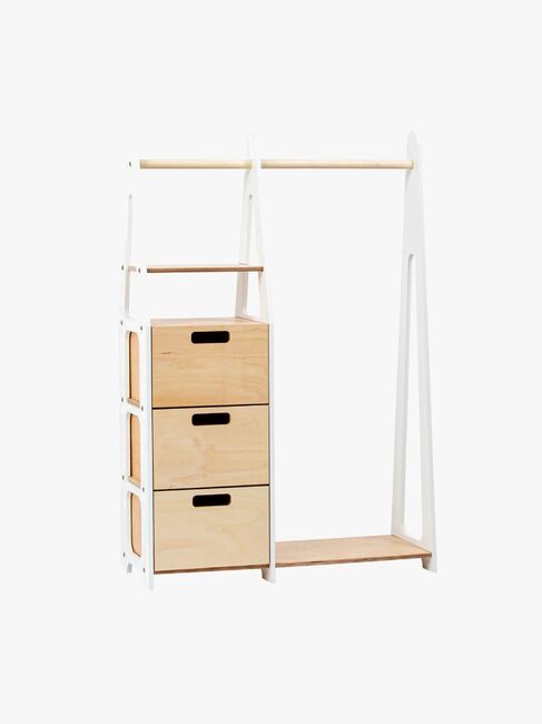 Duck Woodworks Klädhängare med Lådor, Vit