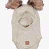 Mikk-Line Balaklava Merinoull med Pompoms, Melange Offwhite