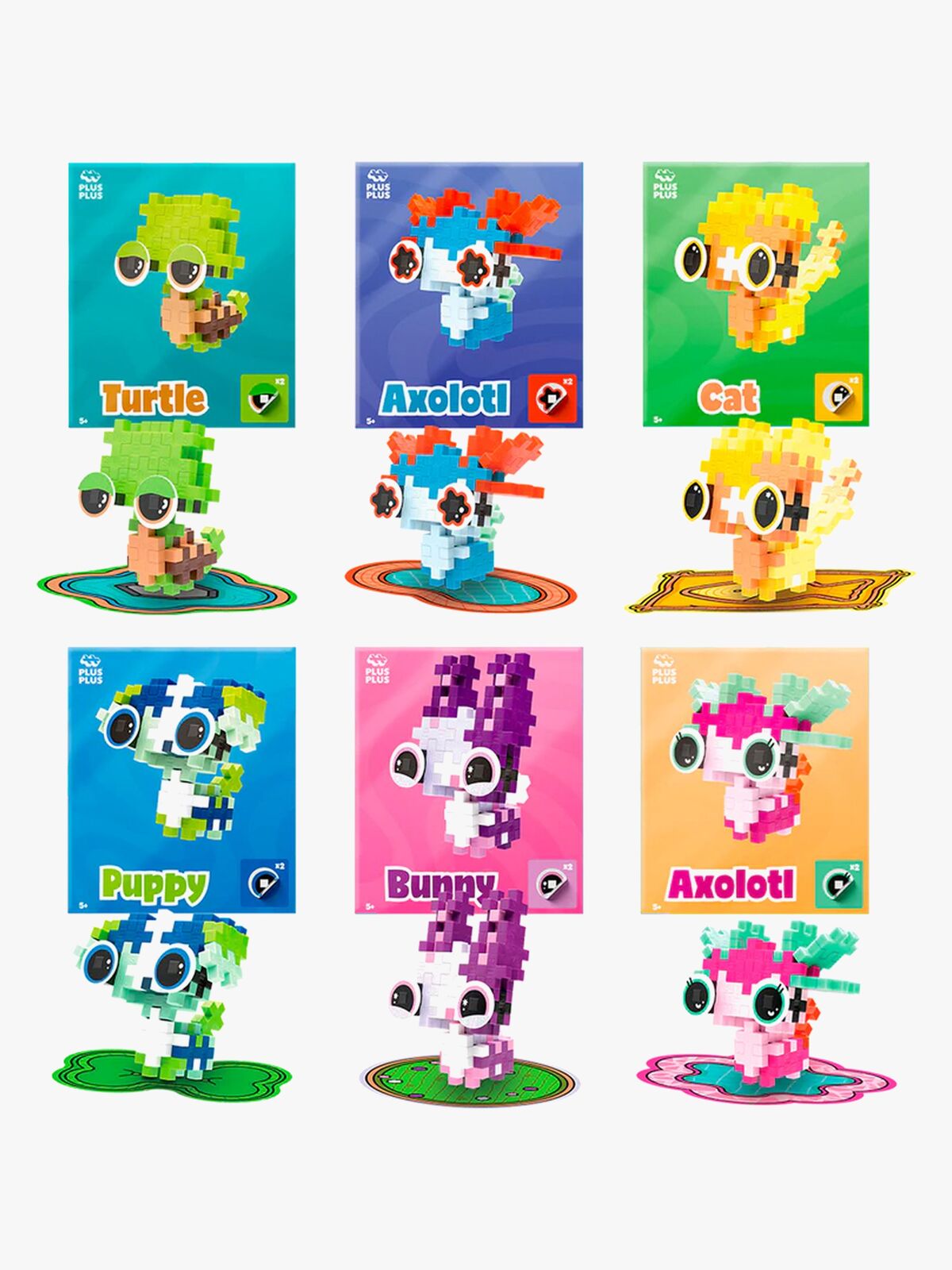 Plus Plus Byggset med Djur 6-Pack