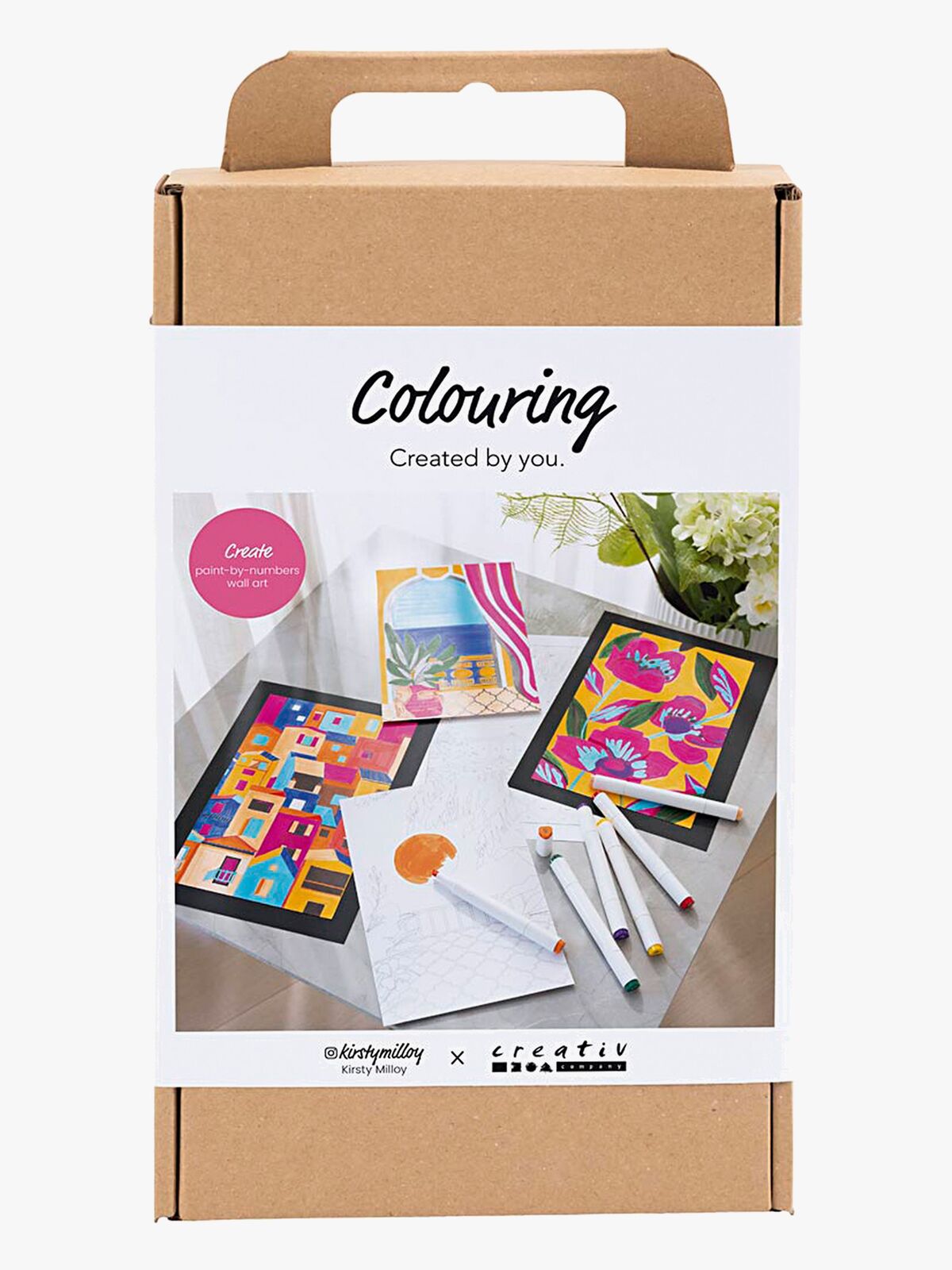 Creativ Company Målarset Färgläggning Måla Efter Siffror med Tuschpennor, Rosa