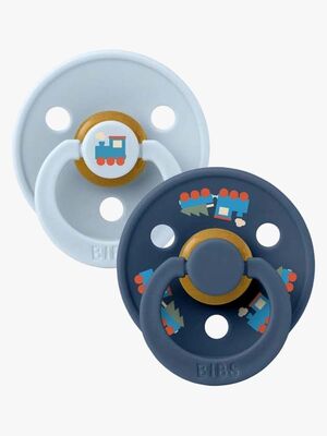 BIBS Colour Sut Holiday Train 2-pak Latex Str. 2, Baby Blue/Steel Blue