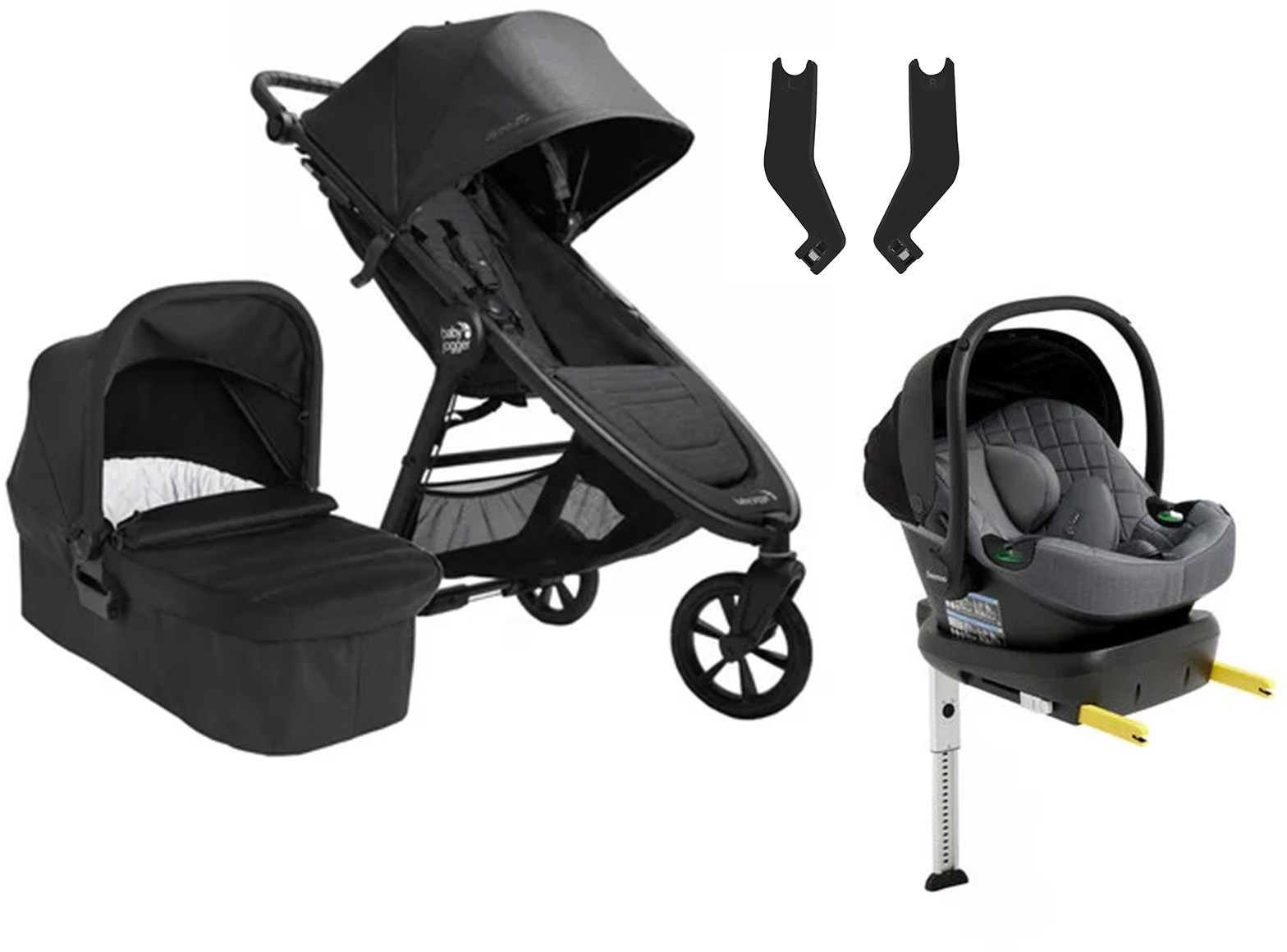 Baby Jogger City Mini GT 2.1 Duovagn inkl. Beemoo Route Babyskydd &  Bas Opulent Black/Mineral Grey