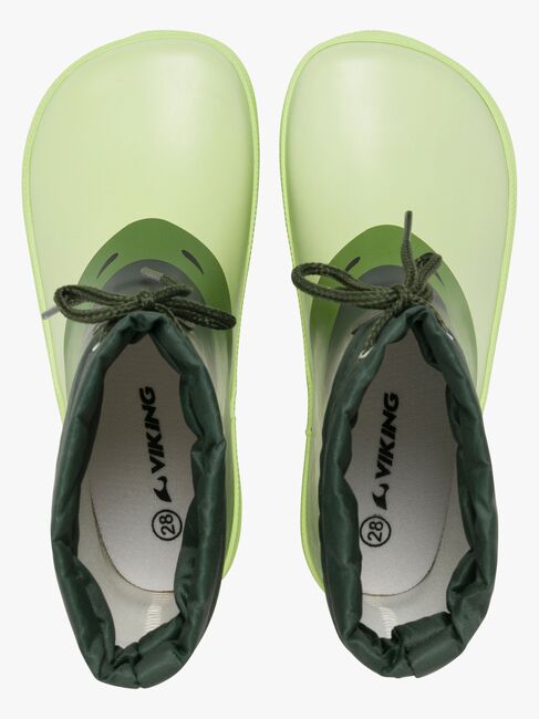 Viking Alv Paw Print Barefoot Gummistövlar, Light Green/Green