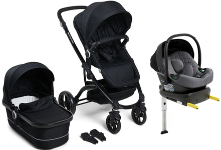 Beemoo Move Duo Duovagn Inkl. Beemoo Route i-Size Babyskydd & Bas, Black/Mineral Grey