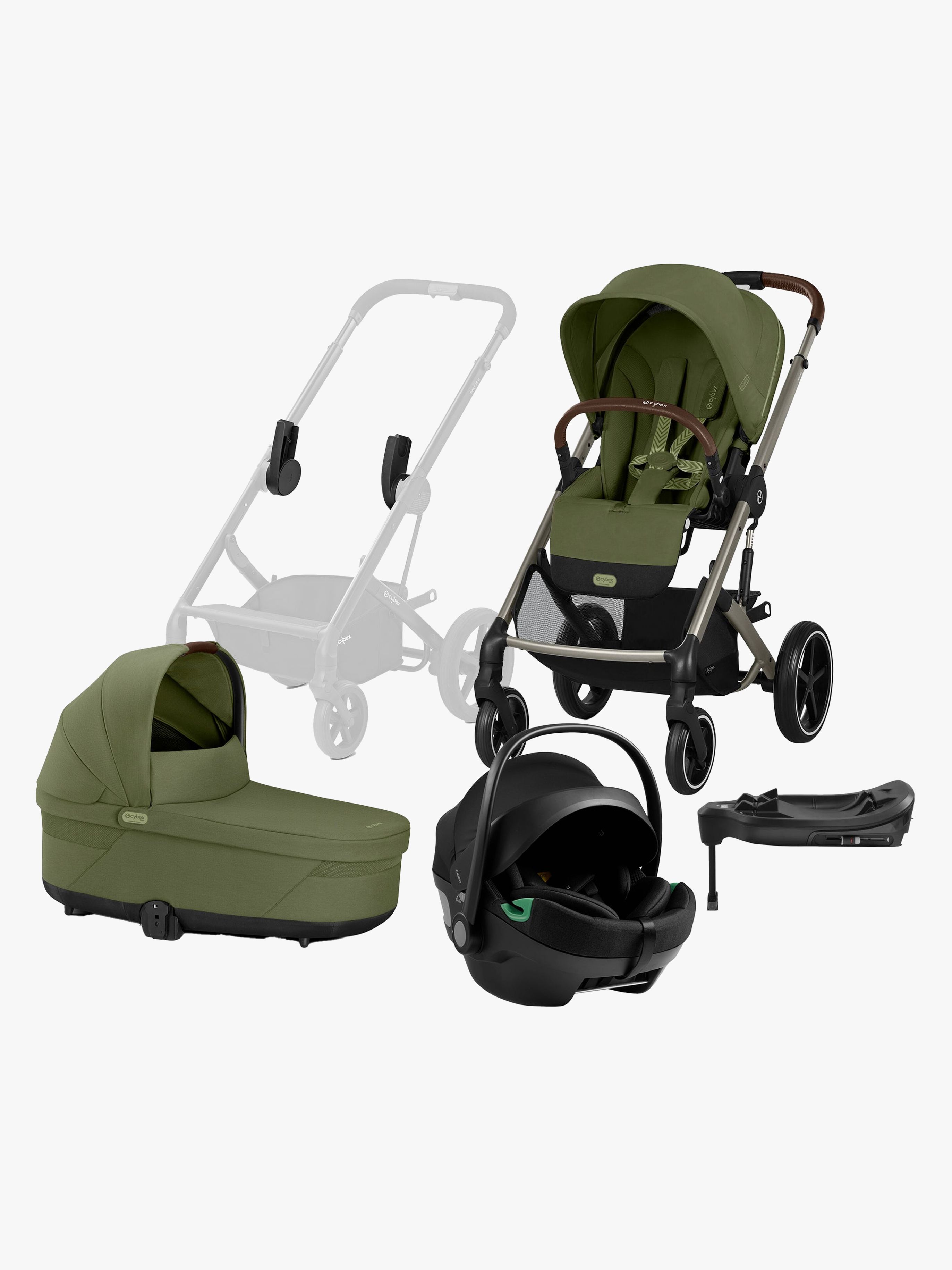 Cybex BALIOS S Lux Duovagn inkl. Axkid GOKID Babyskydd &  Bas, Moss Green