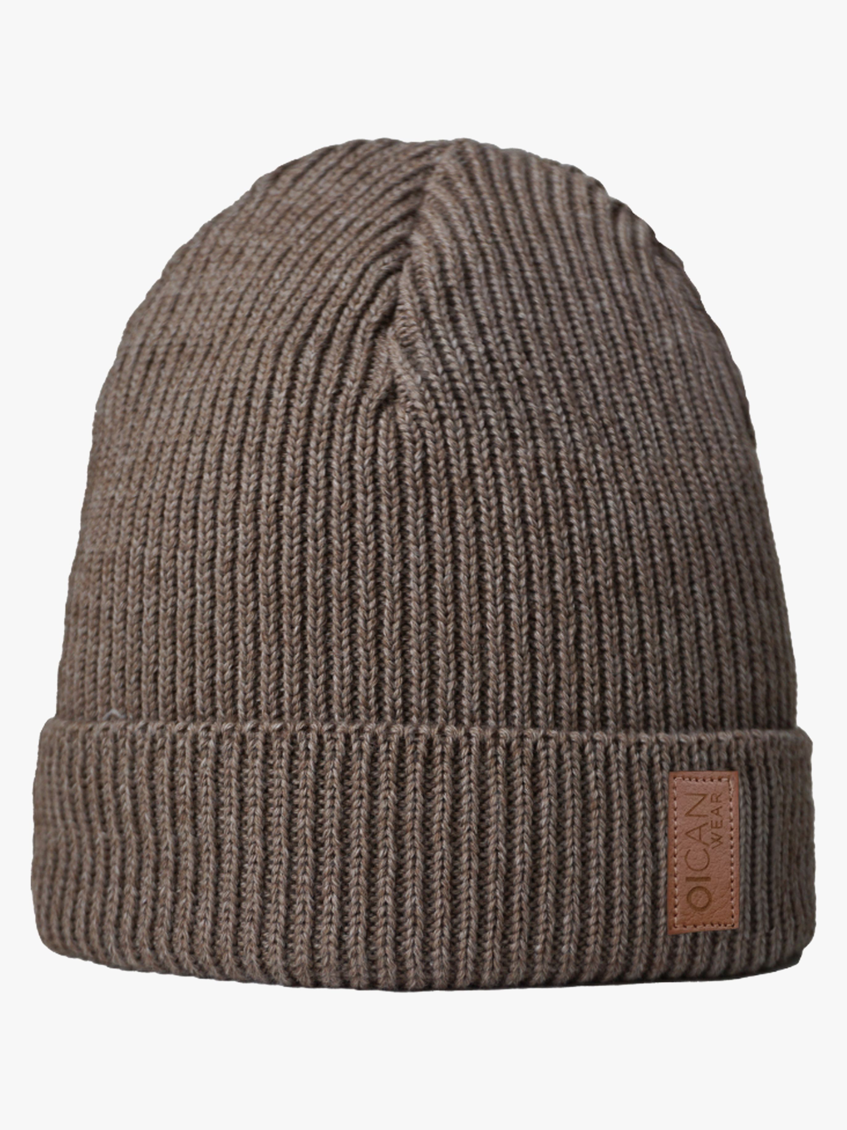 OICAN Wear  Stickad Mössa med Huvudskydd Merinomix Brown/Beige M