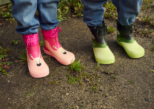 Viking Alv Paw Print Barefoot Gummistövlar, Light Green/Green