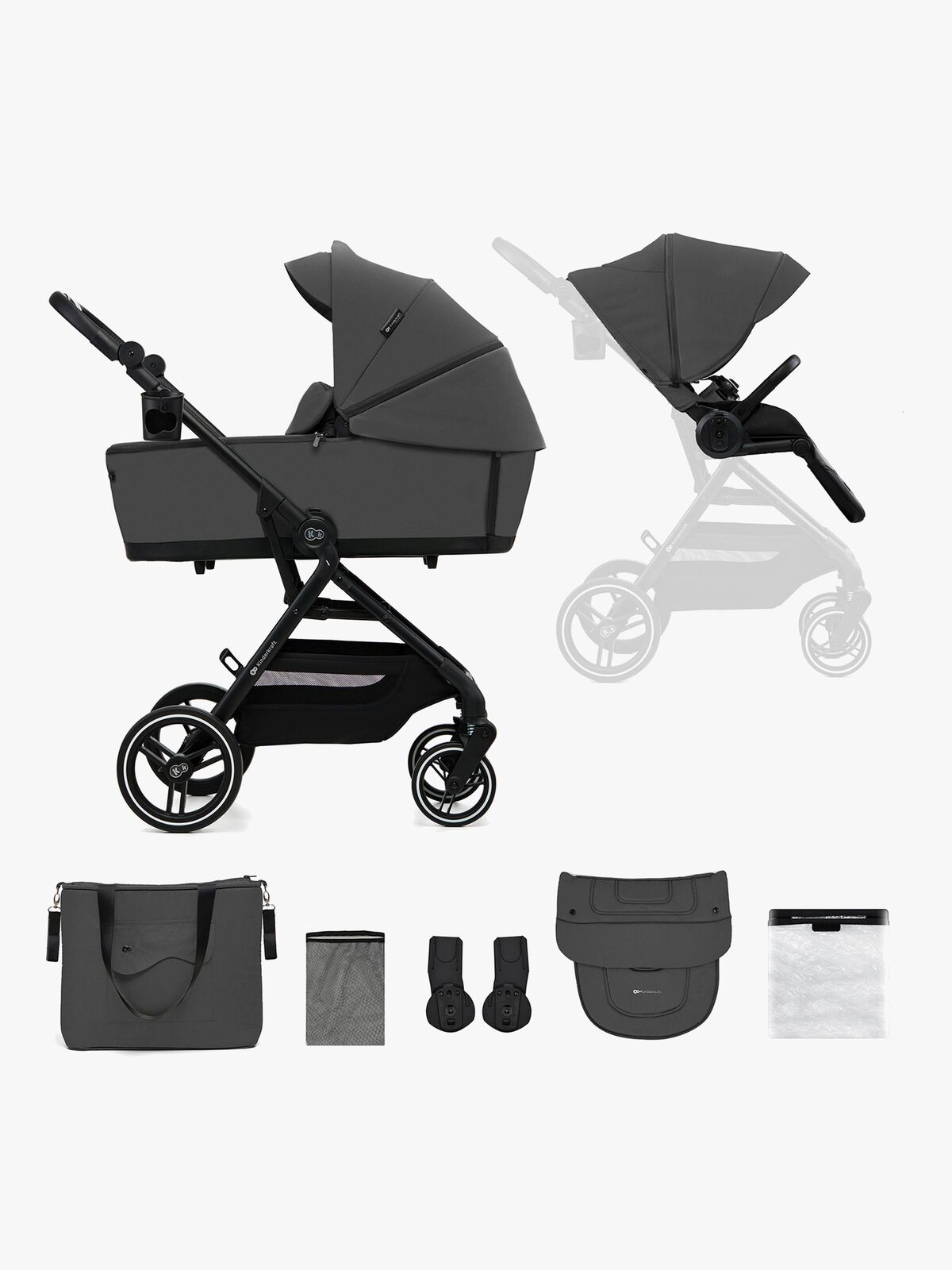 Kinderkraft YOXI 2-in-1 Duovagn, Moonlight Grey