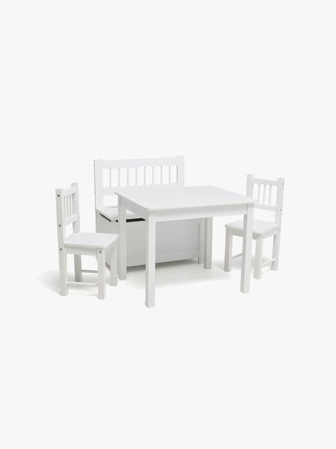 Alice & Fox LOVIS Bord och Stolar + Soffa med Förvaring, Vit
