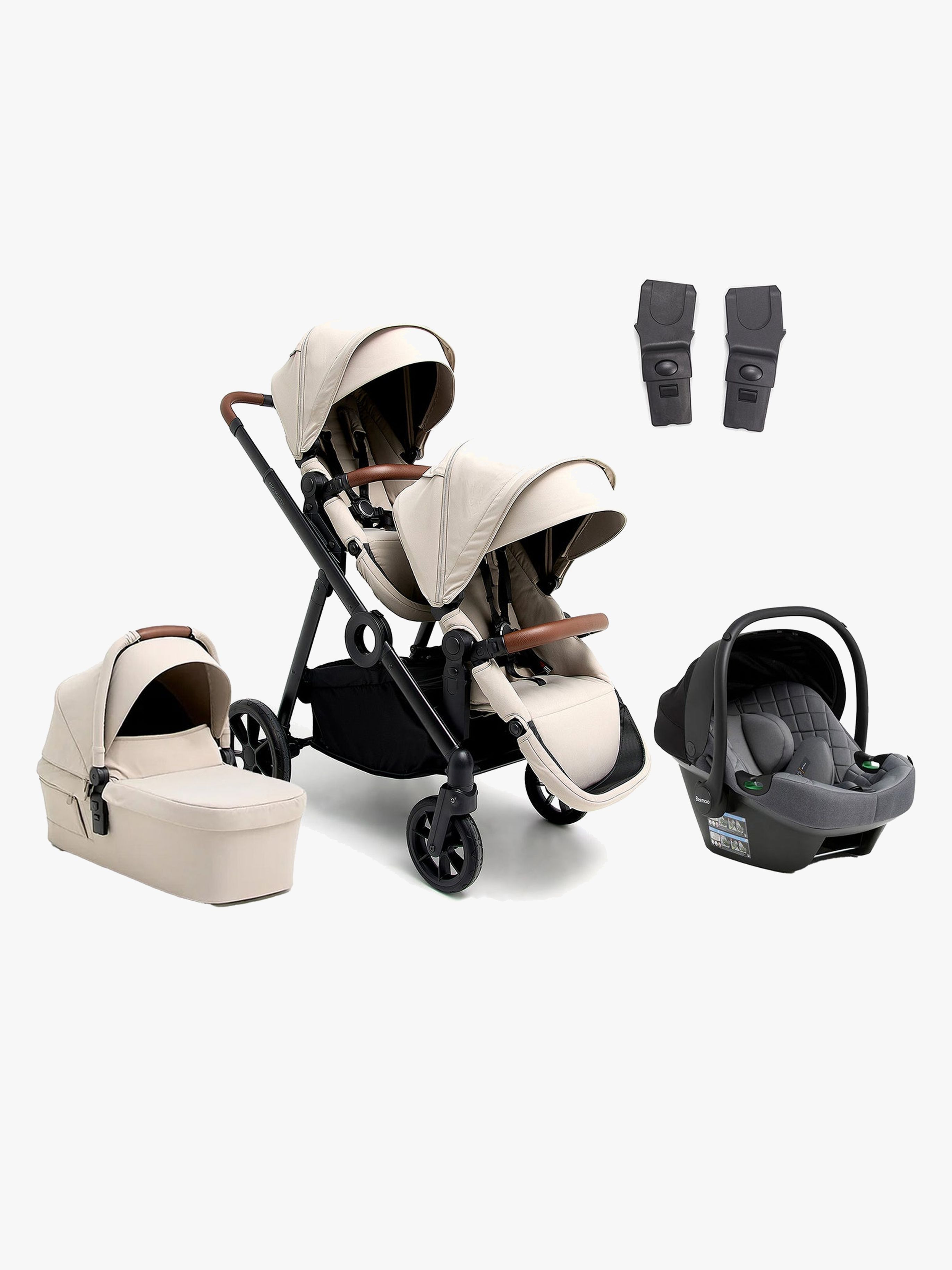 Beemoo Pro Multi 2 Syskonvagn Inkl. Route i-Size Babyskydd, Latte Beige/Mineral Grey