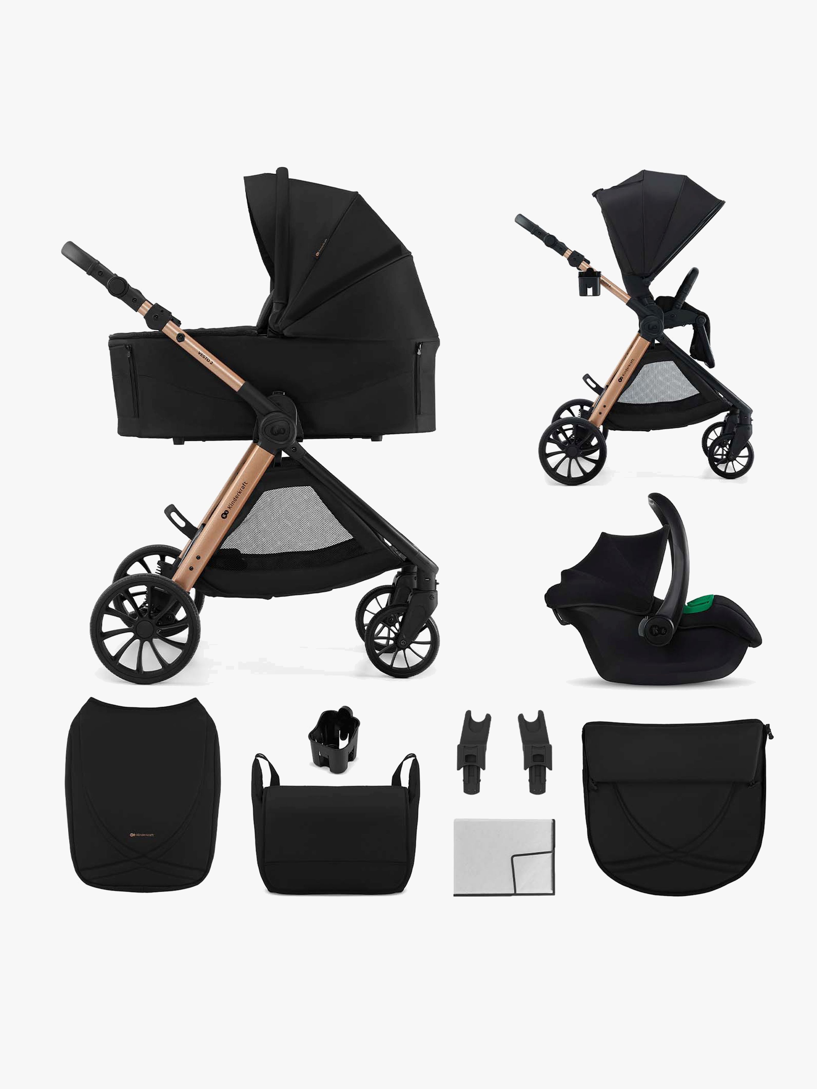 Kinderkraft Vesto 2 3-in-1 Duovagn, Black