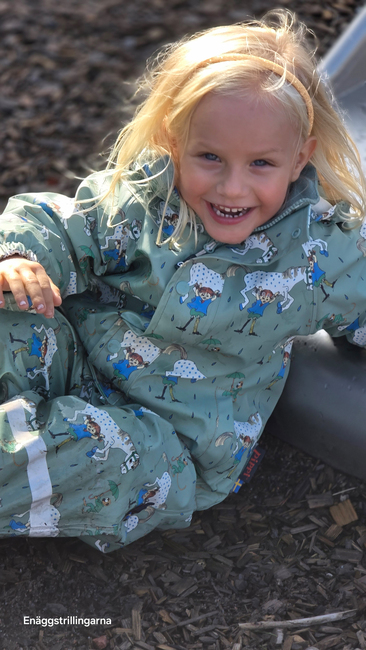 Geggamoja  Fodrat Regnställ Pippi Långstrump, Grön